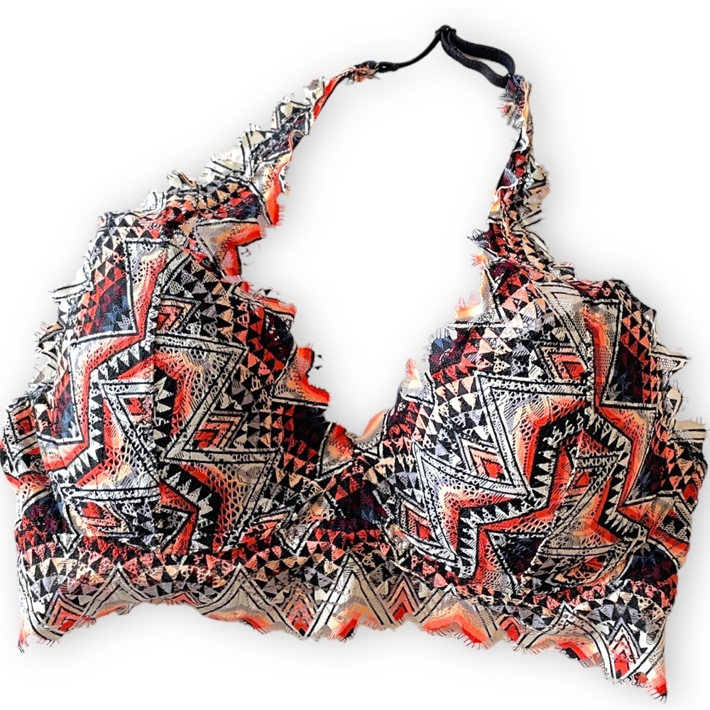 Victorias Secret PINK Lace Adjustable Halter Bralette Multi Color Black Small - Picture 2 of 10